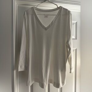 Chico's Classic White Cotton Top 3/4 Sleeves